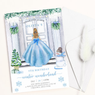 Winterwunderland Weihnachten Kindergeburtstag einl Einladung