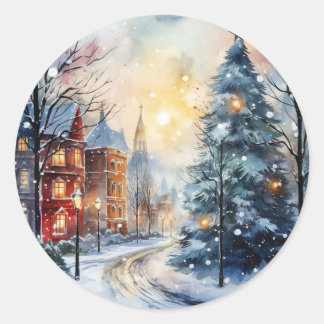 Winterwunderland - Weihnachten Runder Aufkleber