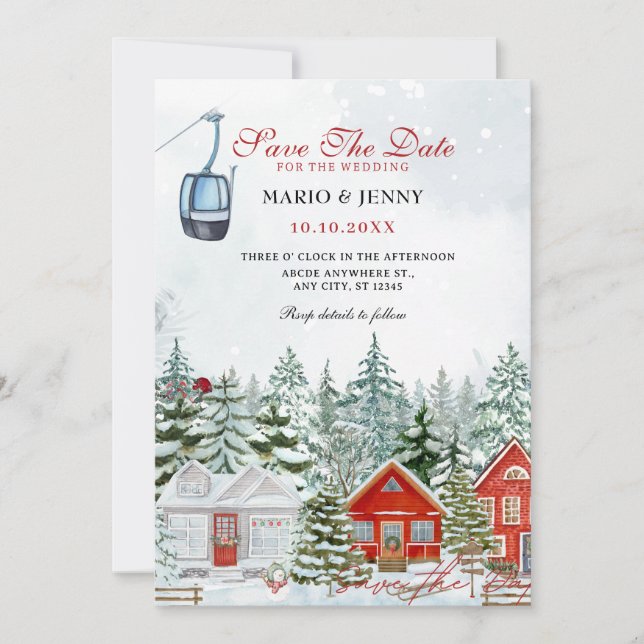 Winterwunderlandhochzeit Save The Date (Vorderseite)