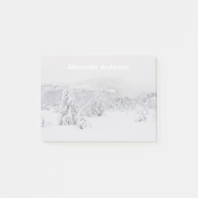Winterwunderlandschaft mit Nebel Post-it Klebezettel (Vorderseite)