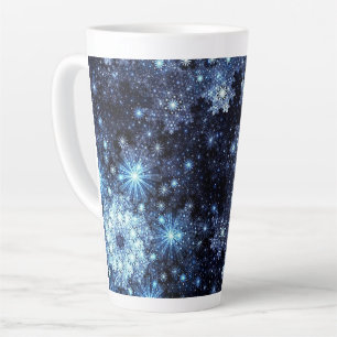 Wintery Blue Snowflakes Milchtasse