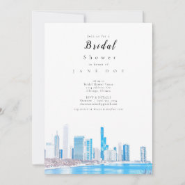 Wintery Chicago Skyline Bridal Shower Einladung