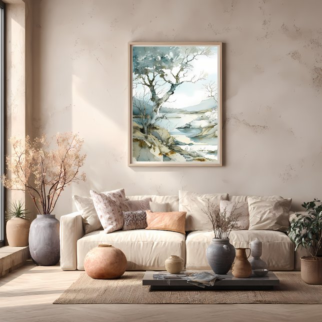 Wintery Cliffside Path mit seltsamen Bäumen Poster (Von Creator hochgeladen)