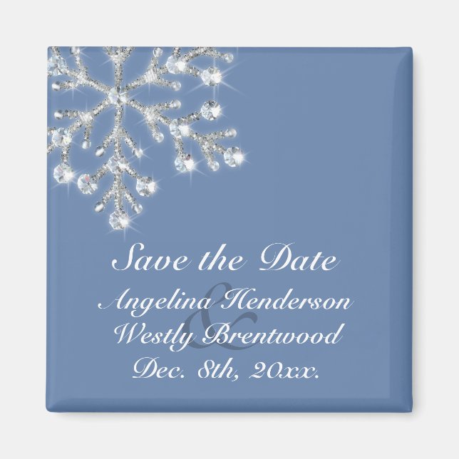 Wintery Crystal Snowflake Speichern Sie das Date M Magnet (Vorne)
