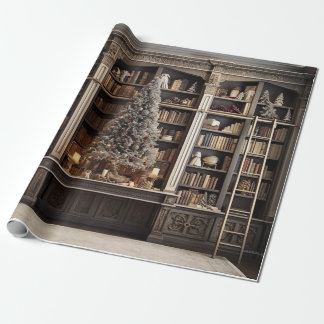 Wintery Elegant Library Geschenkpapier