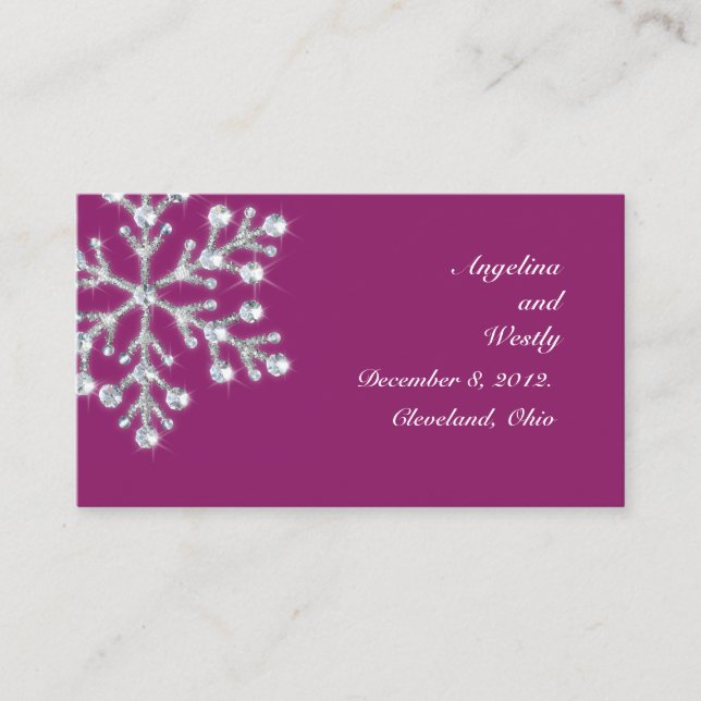 Wintery Magenta Wedding Website Card Begleitkarte (Vorderseite)