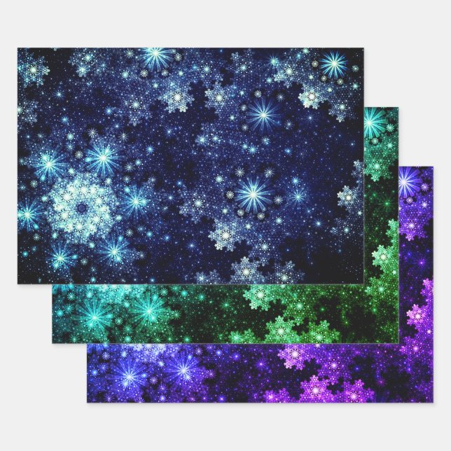 Wintery Snowflakes Pattern Geschenkpapier Set (Set)
