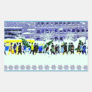 Winterzeit-Aufkleber Rechteckiger Aufkleber