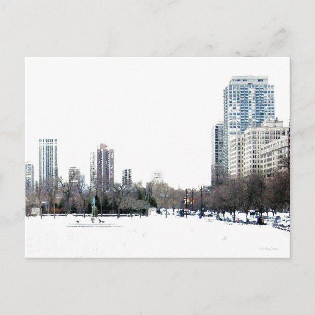 Winterzeit in Chicago Postkarte (Vorderseite)