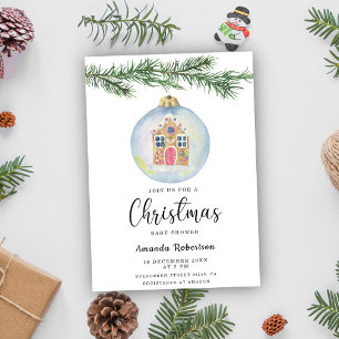 Winterzweig mit Dusche für Spielzeug Einladung