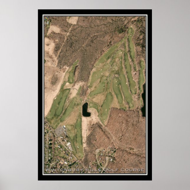 Wintonbury Hills Golf Course CT Satellite Karte Poster (Vorne)