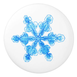 Wintry Blue Snowflake Keramikknauf