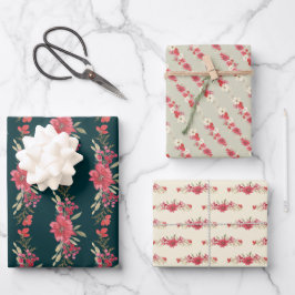 WINTRY botanischer Überfluss elegantes Blattwerk Geschenkpapier Set