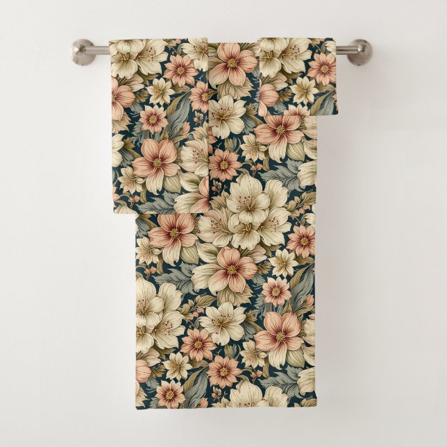 Wintry Floral Azaleen und Rose Badhandtuch Set (Insitu)
