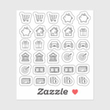 Winzige Alltags-Icons Mini Finanzbudgetplaner