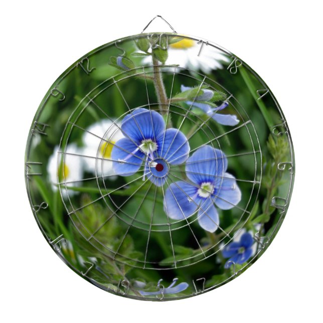 winzige blaue Blumen Dartscheibe (vorne)