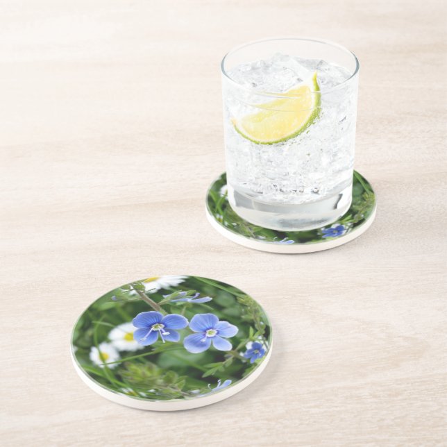winzige blaue Blumen Getränkeuntersetzer (Seite)