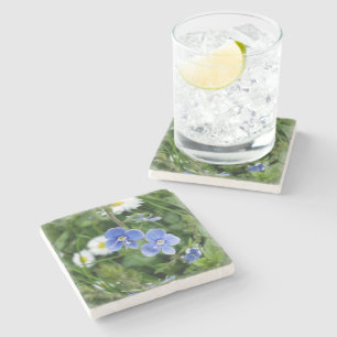 winzige blaue Blumen Steinuntersetzer