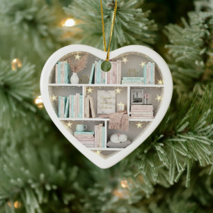 Winzige Bücherregale Leseliebhaber 2D-Druck Keramik Ornament