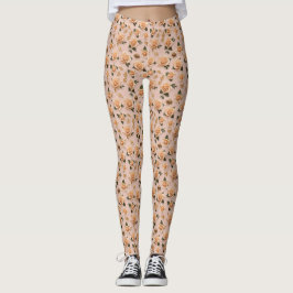 Winzige cremefarbene und goldene Rosen Leggings