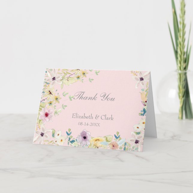 Winzige Frühlingsblumen Hochzeit Danke (Vorderseite)