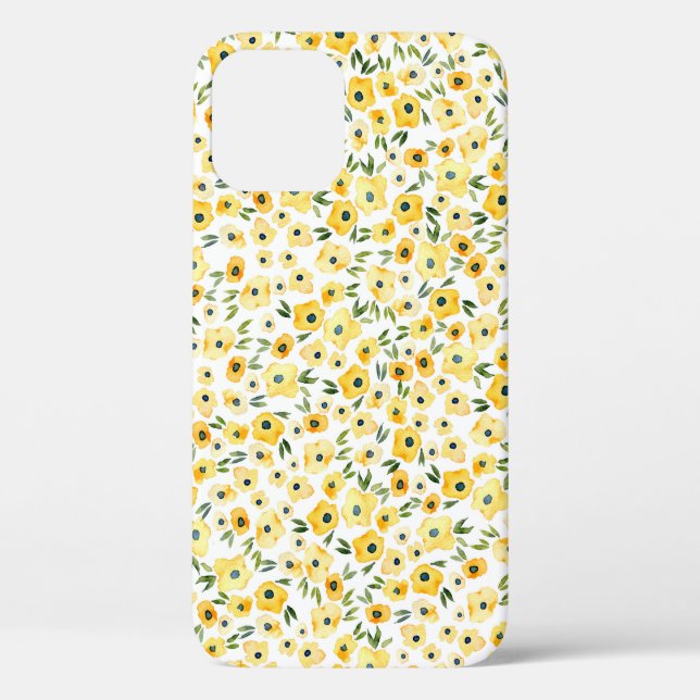 Winzige gelbe Blumen: Aquarell Nahtlos. Case-Mate iPhone Hülle (Rückseite)