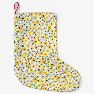 Winzige gelbe Blumen: Aquarell Nahtlos. Kleiner Weihnachtsstrumpf