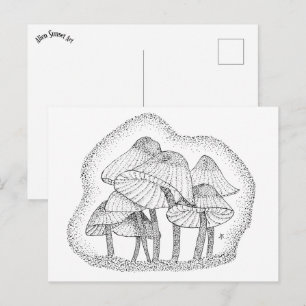 winzige gestreifte Pilze Postkarte