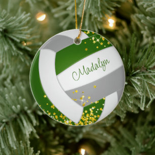 winzige goldene Sterne Akzent grüner grauer Volley Keramik Ornament