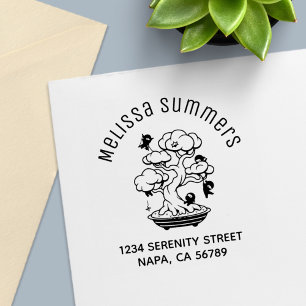 Winzige Ninjas in der Adresse des Bonsai-Baums Permastempel