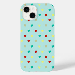 Winzige Polka-Herzen auf Meeresgrün Case-Mate iPhone 14 Hülle