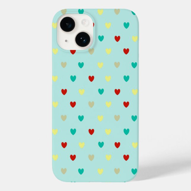 Winzige Polka-Herzen auf Meeresgrün Case-Mate iPhone 14 Hülle (Rückseite)