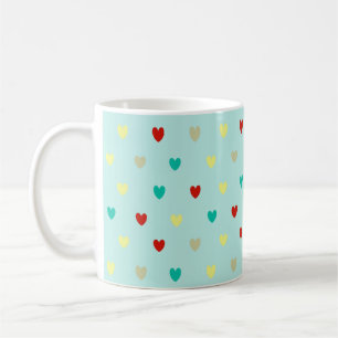 Winzige Polka-Herzen auf Meeresgrün Kaffeetasse