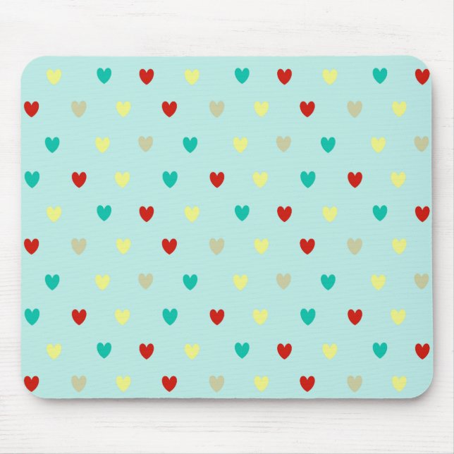 Winzige Polka-Herzen auf Meeresgrün Mousepad (Vorne)