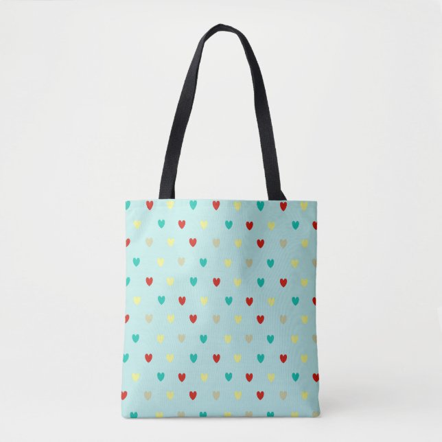 Winzige Polka-Herzen auf Meeresgrün Tasche (Vorderseite)