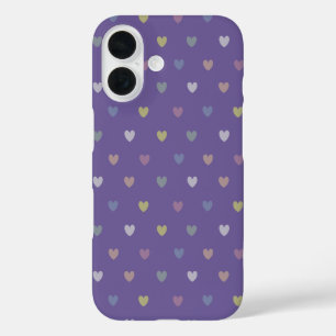 Winzige Polka-Herzen auf Ultra-Violett-Purple iPhone 16 Hülle