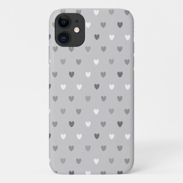 Winzige Polka-Herzen in Grautönen Case-Mate iPhone Hülle (Rückseite)