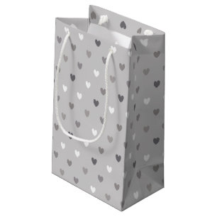 Winzige Polka-Herzen in Grautönen Kleine Geschenktüte