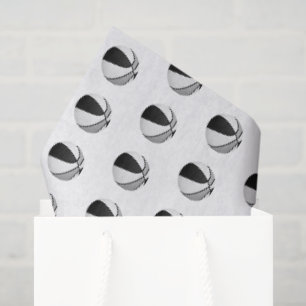 winzige schwarze graue Basketball-Muster Seidenpapier