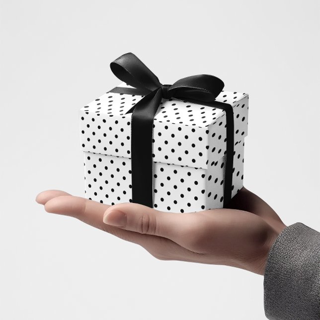 Winzige schwarze Tupfen Geschenkpapier (Black Polka Polka Dots Wrapping Paper)