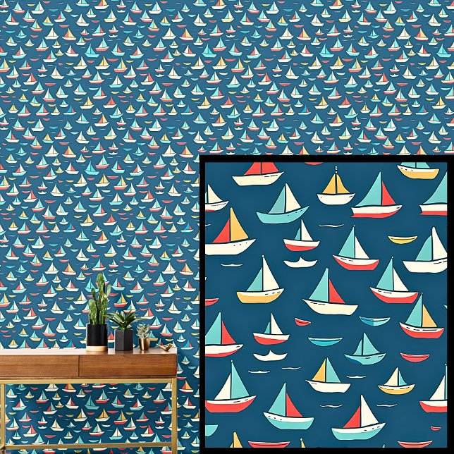 Winzige Segelschiffe, blaue blaue Wasserfahrzeuge Tapete (Von Creator hochgeladen)