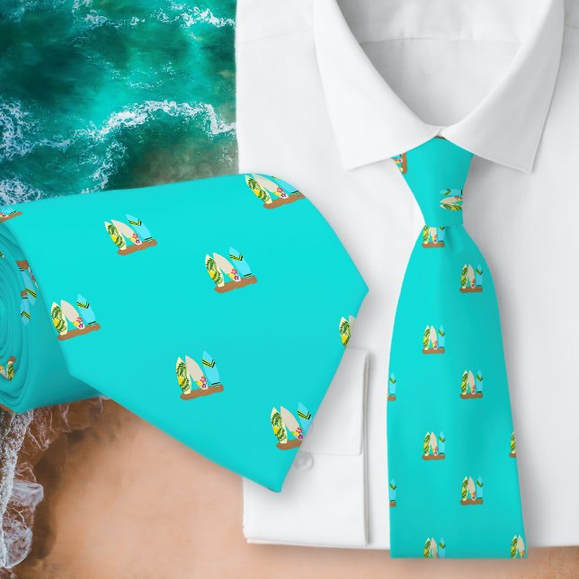 Winzige Surfboards Muster Türkis Neck Tie Krawatte (Von Creator hochgeladen)