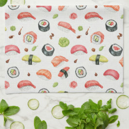 Winzige Sushi-Illustration für Nigiri- und Maki-Fa Geschirrtuch