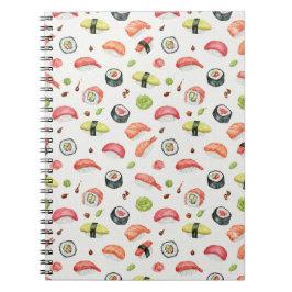 Winzige Sushi-Illustration für Nigiri- und Maki-Fa Notizblock