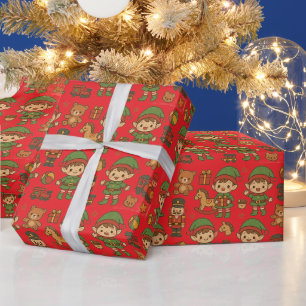 Winzige Weihnachtselfen und Nussknacker für Jungen Geschenkpapier