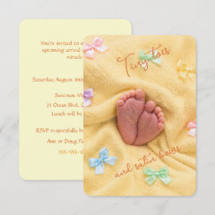 Winzige Zehen Satin-Schleifen Baby Shower Einladun Einladung