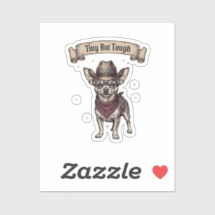 Winziger aber tougher Chihuahua-Cowboy - Western-H Aufkleber