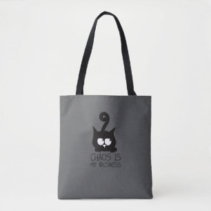 Winziger Agent des Chaos Schwarze Katze graue Trag Tasche