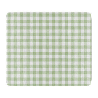 Winziger Salbei und weißes Gingham Schneidebrett