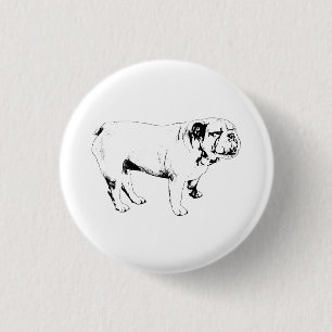 winziger Umriss ruhig, Bulldogge Button